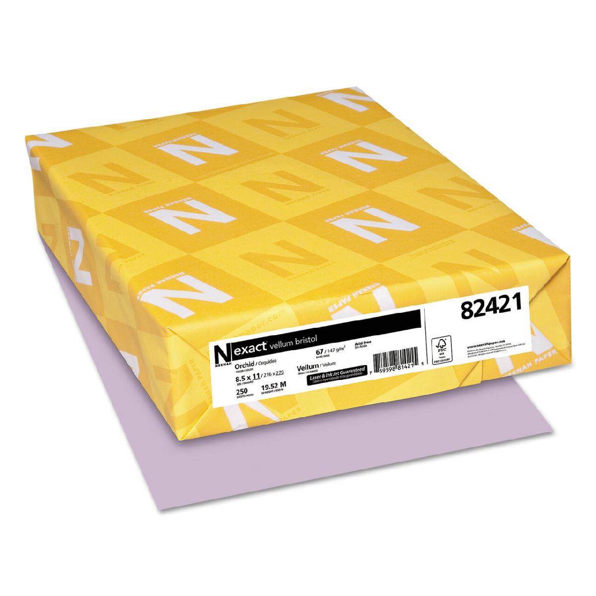 Neenah® Exact Vellum Bristol Orchid 67 lb. Cover 8.5x11 in. 250 Sheets per Ream